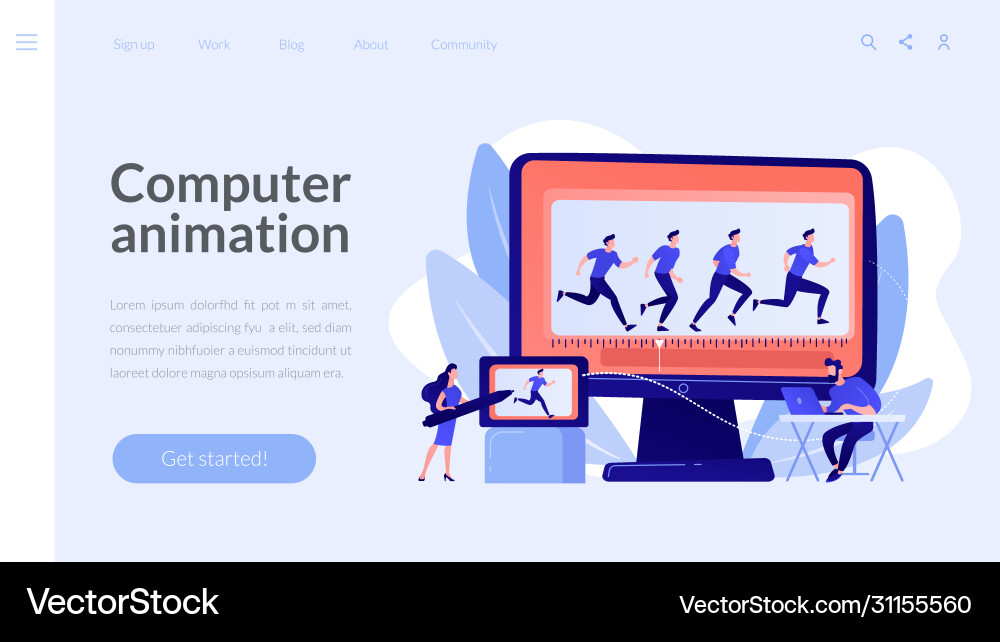 Computer animation concept landing page Vector Image