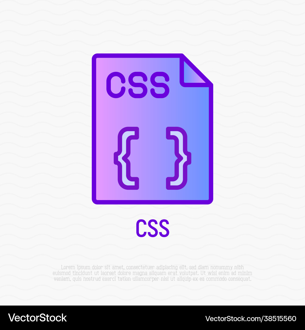 Css file format thin line icon modern Vector Image