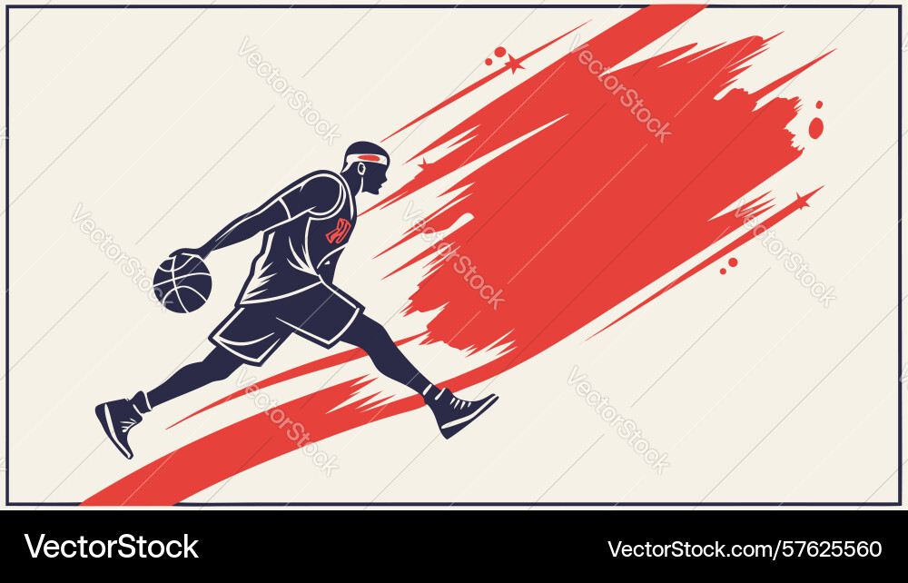 Dynamic athlete running with a red brushstroke Vector Image