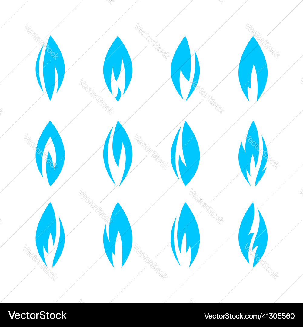 Fire flames set icons Royalty Free Vector Image