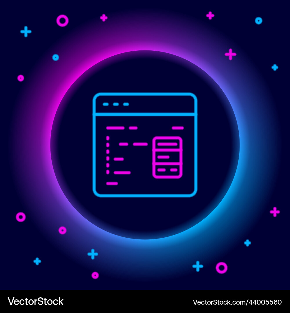 Glowing neon line software web developer Vector Image