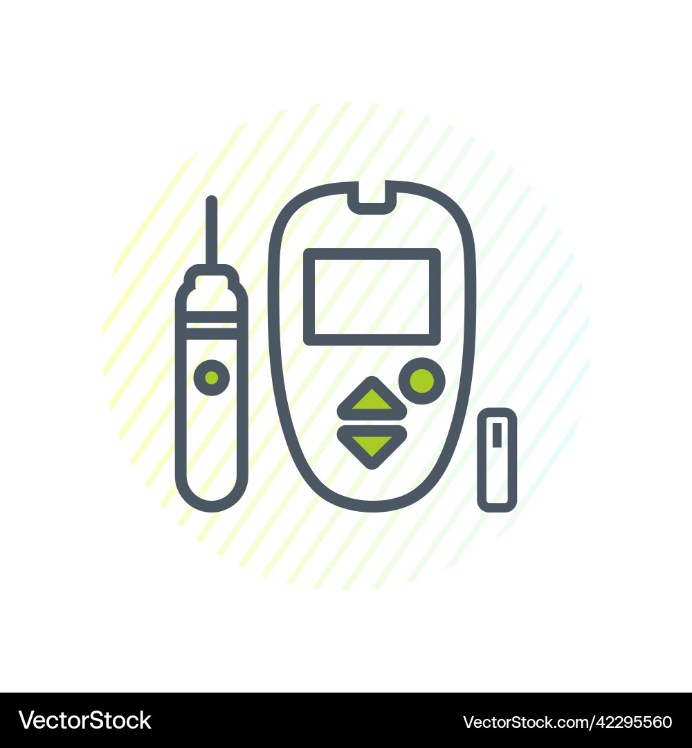 Glucometer Line Icon - Editable EPS Symbol Vector Image