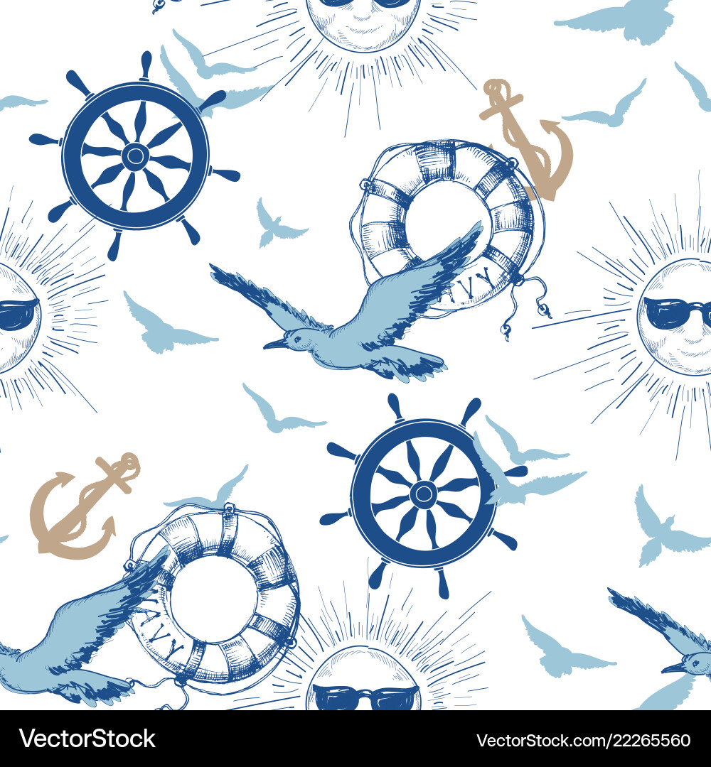 Navy Marine Seamless Pattern Royalty Free Vector Image