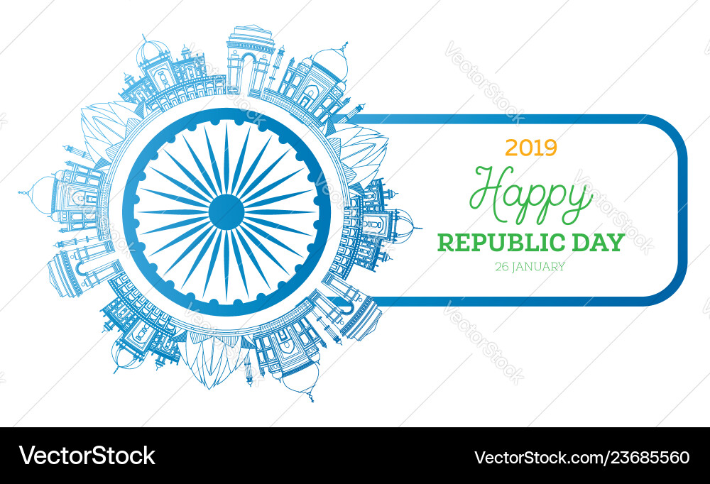 Republic day in india 26 january famous indian vector image