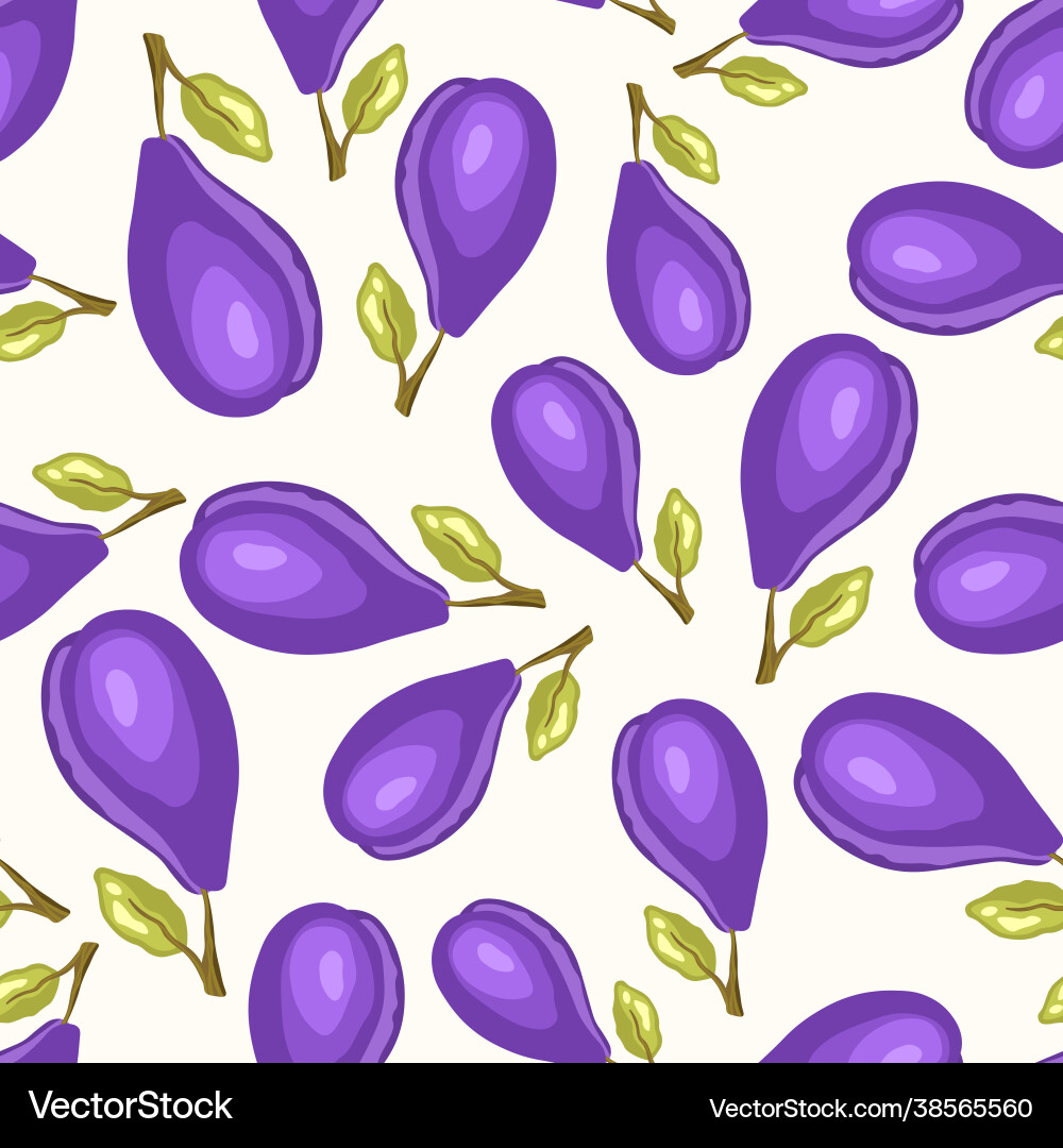Seamless pattern with plum on white background Seamless pattern with plum on white background Vector Image