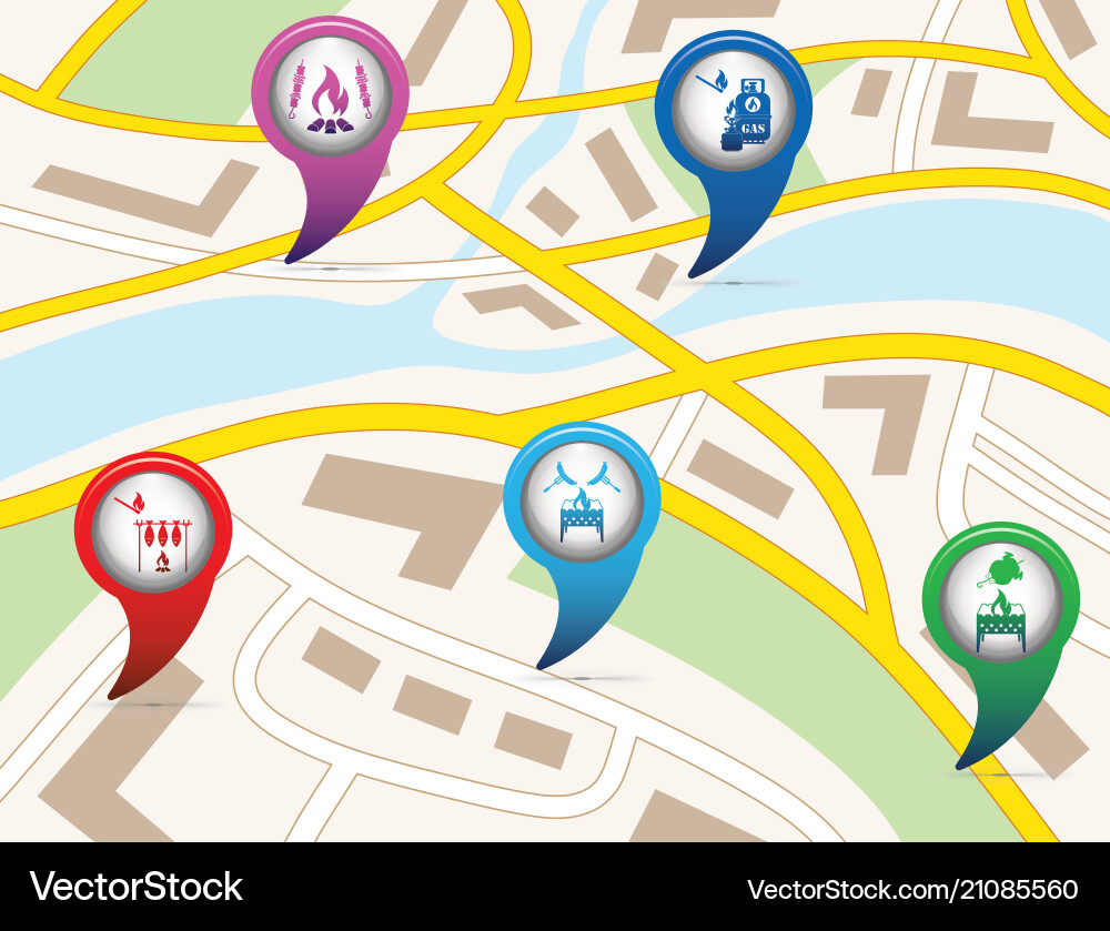 Set of tourism service map pointers Vector Image