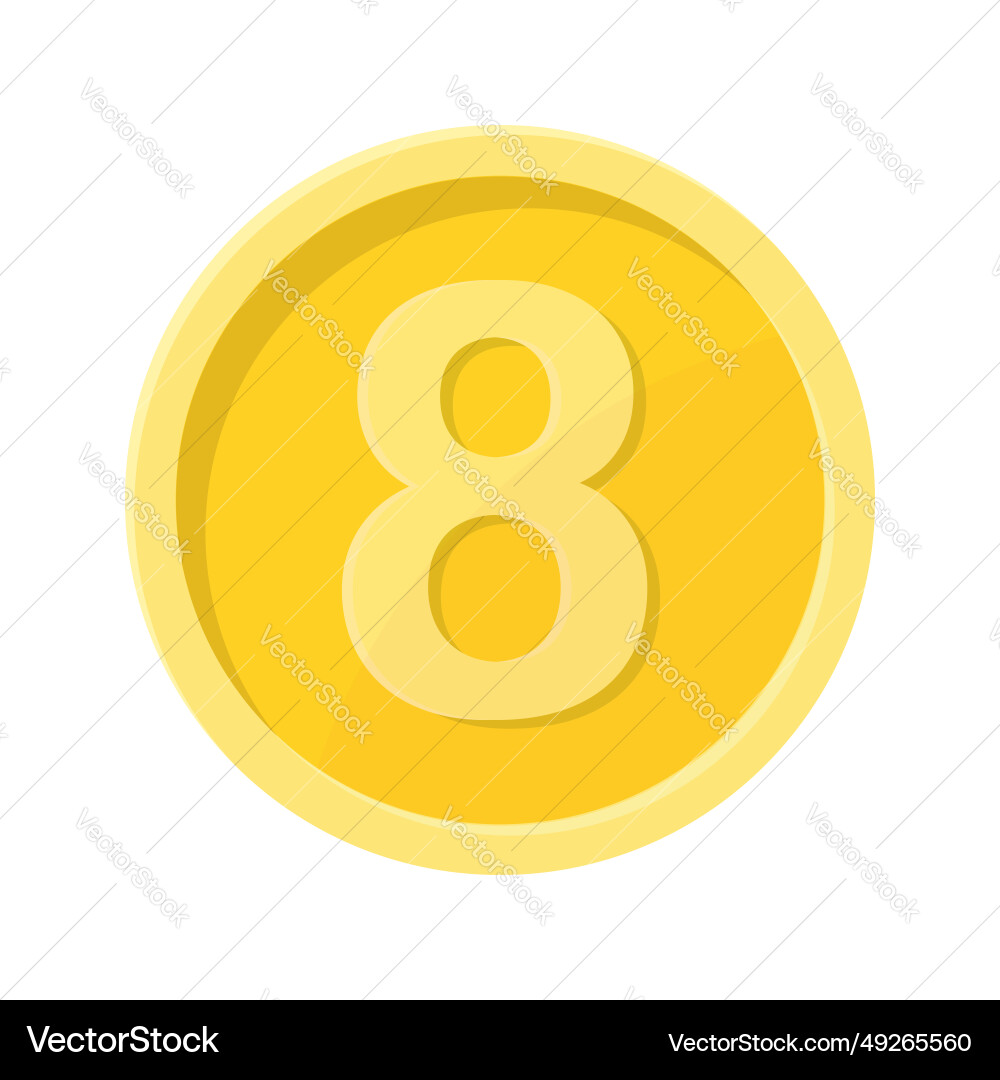 Simple of coin with number eight concept Vector Image