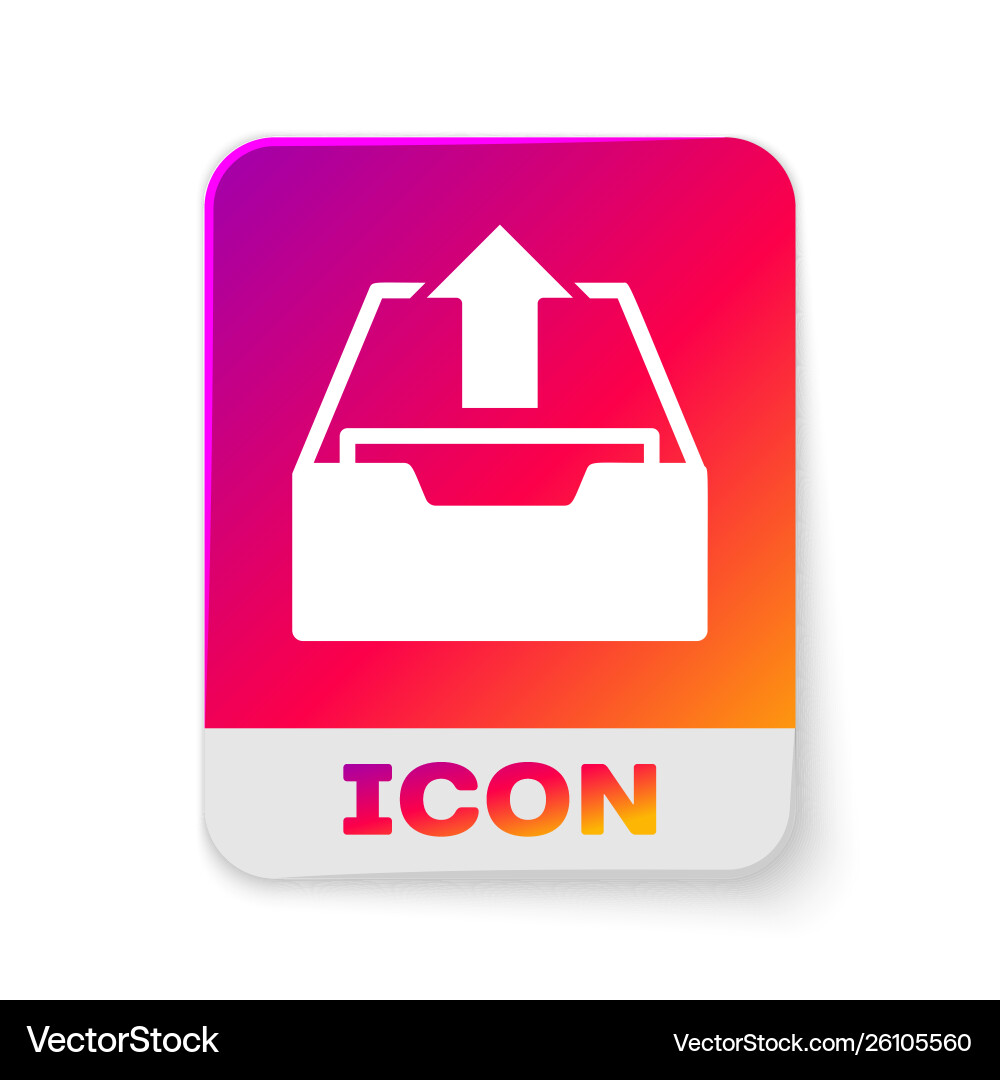 White upload inbox icon isolated on White upload inbox icon isolated on Vector Image