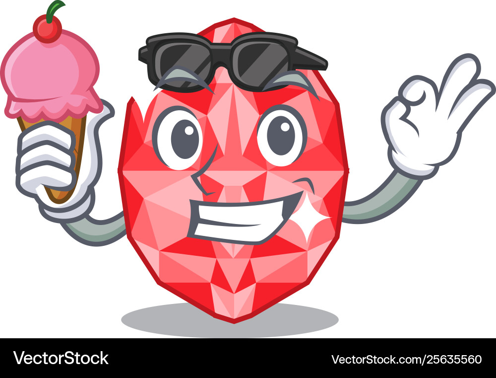With ice cream ruby gems isolated Vector Image