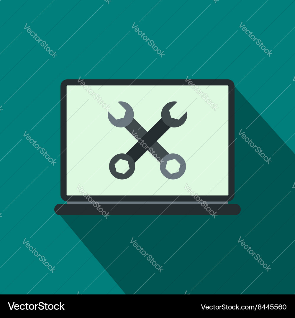 Wrenches on a computer icon flat style Vector Image