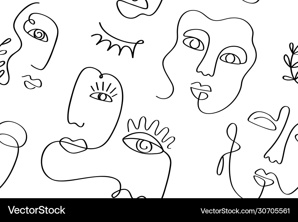 Abstract Line Faces Pattern Vector Image