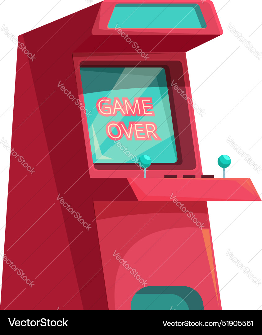 Arcade game machine displaying over message Arcade game machine displaying over message vector image