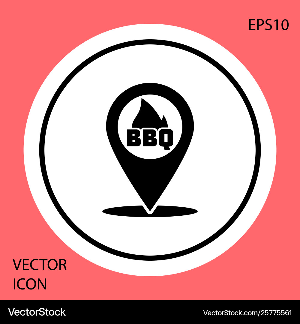 Black map pointer with barbecue icon isolated Black map pointer with barbecue icon isolated Vector Image