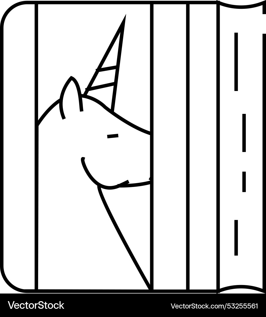 Diary with unicorn line icon Vector Image