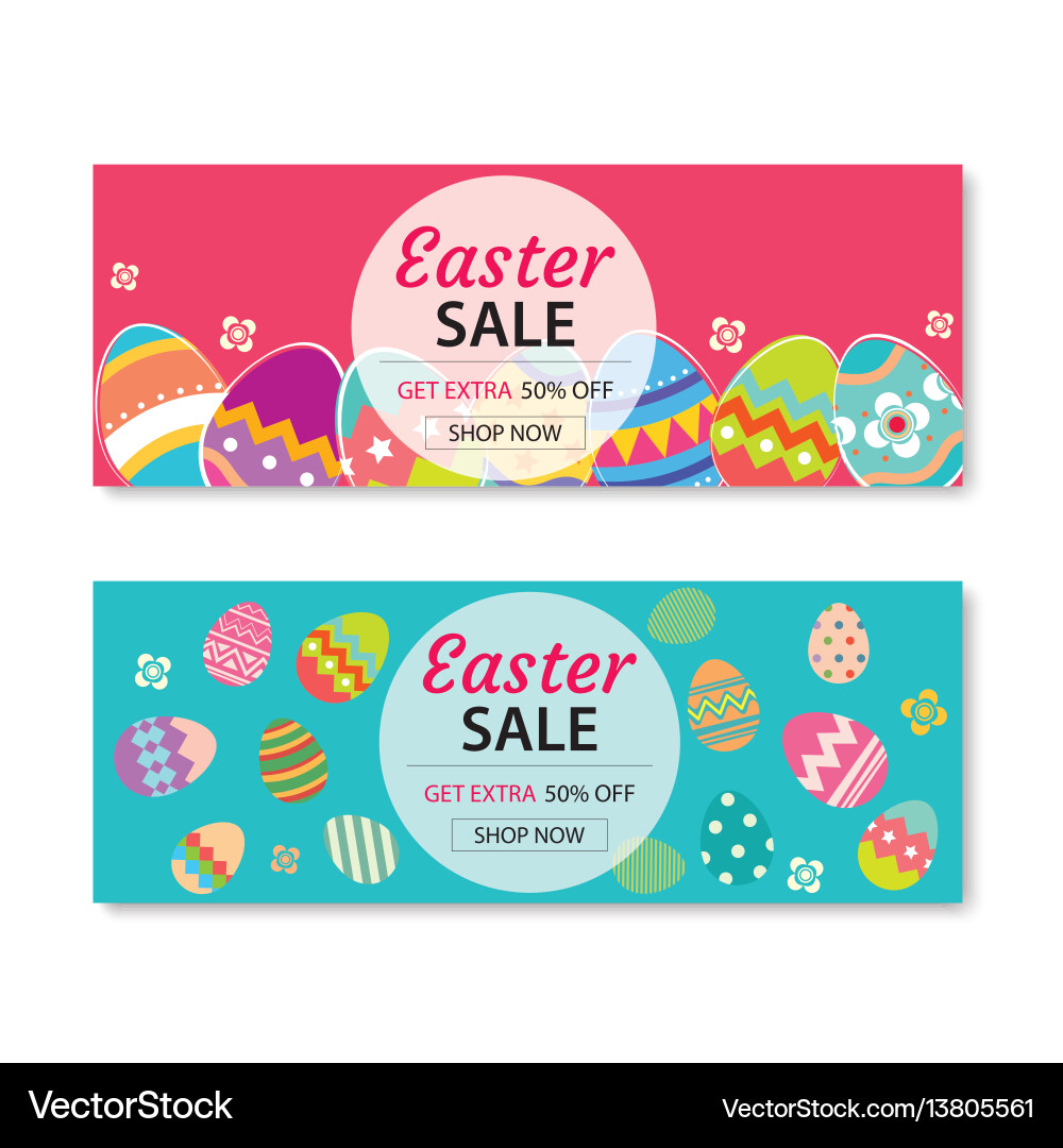 Easter Sale Background - Colorful Eggs vector image