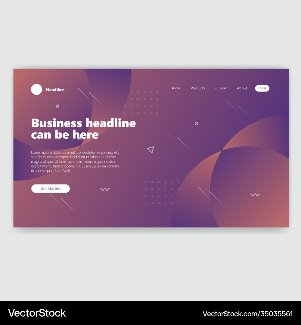 Landing page template with gradient modern webpage Landing page template with gradient modern webpage Vector Image