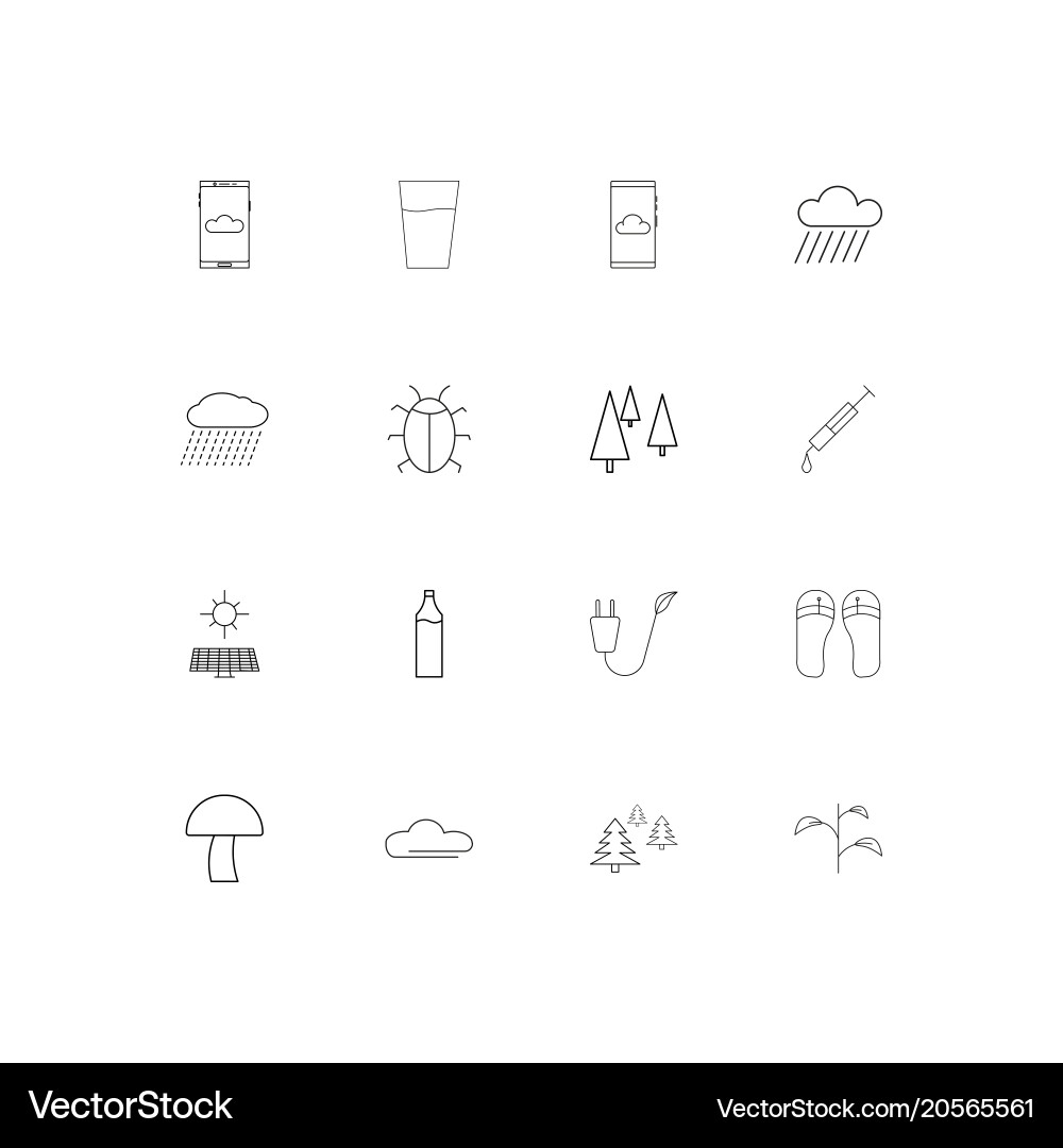 Nature simple linear icons set outlined Vector Image