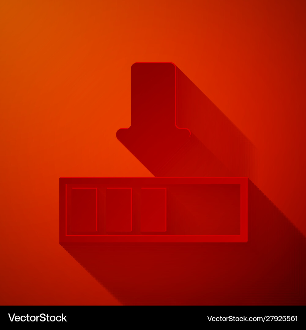 Paper cut loading icon isolated on red background Vector Image