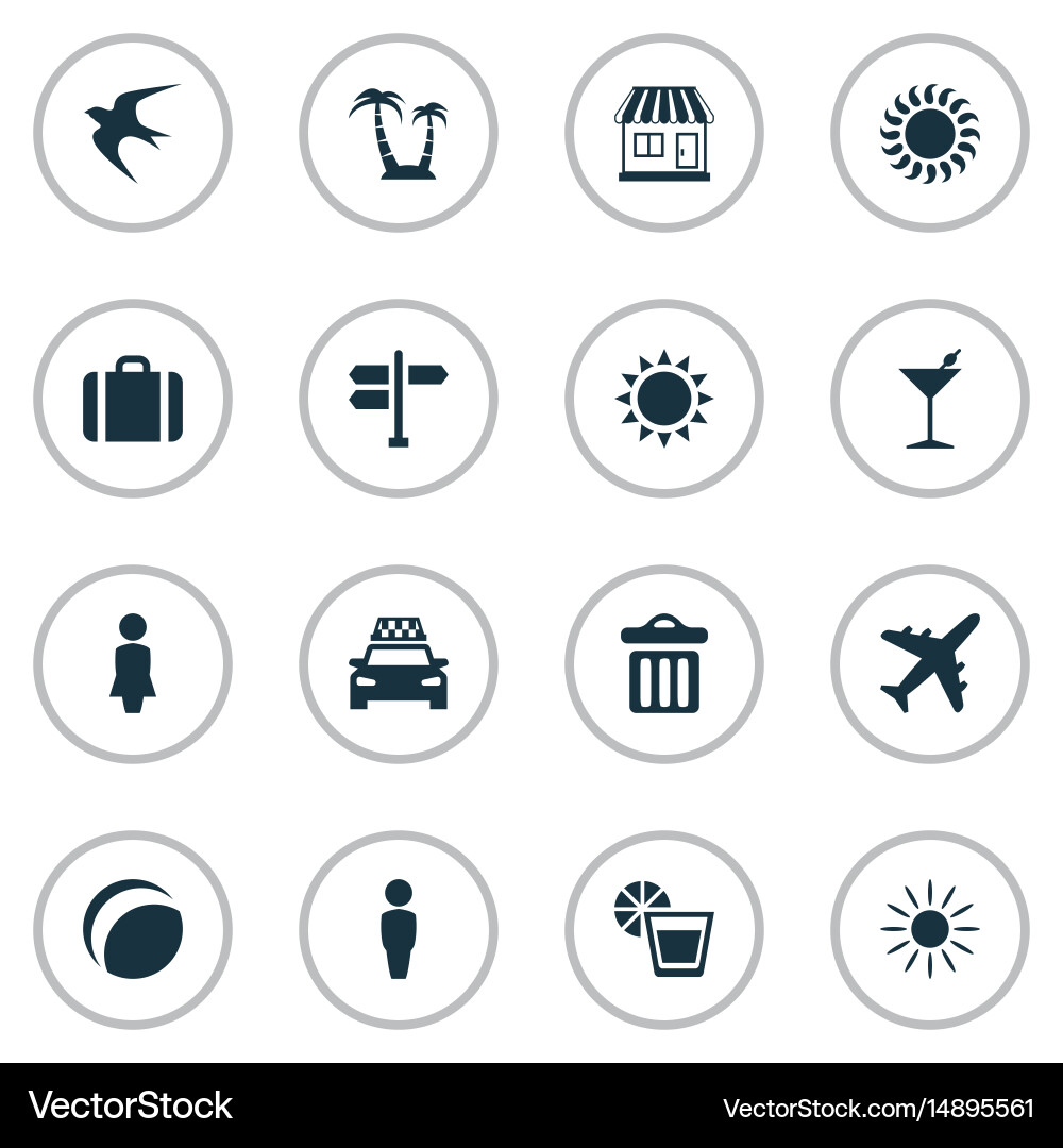 Set of simple seaside icons Vector Image
