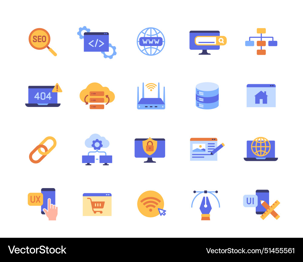 Set of website related colorful icons Set of website related colorful icons vector image