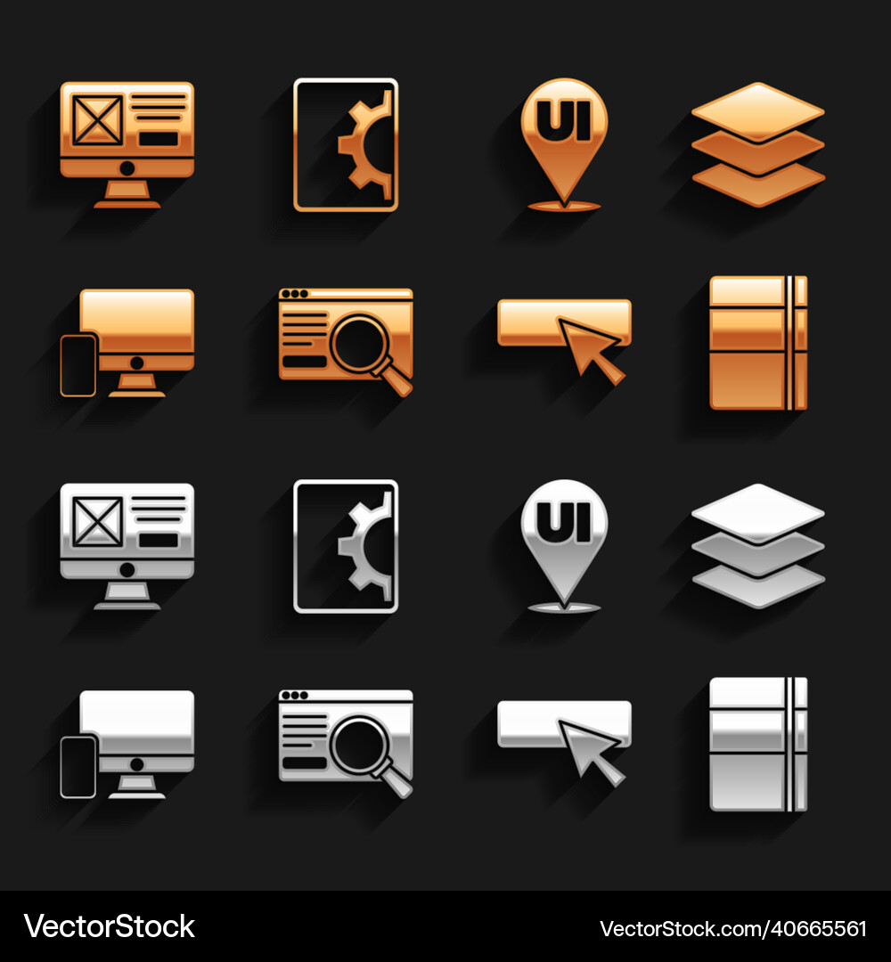 Set ui or ux design layers sketchbook album Set ui or ux design layers sketchbook album Vector Image