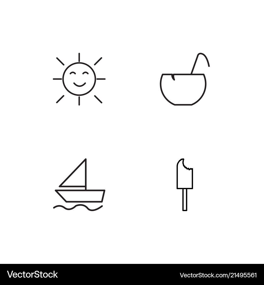 Summer linear icons set simple outline Vector Image