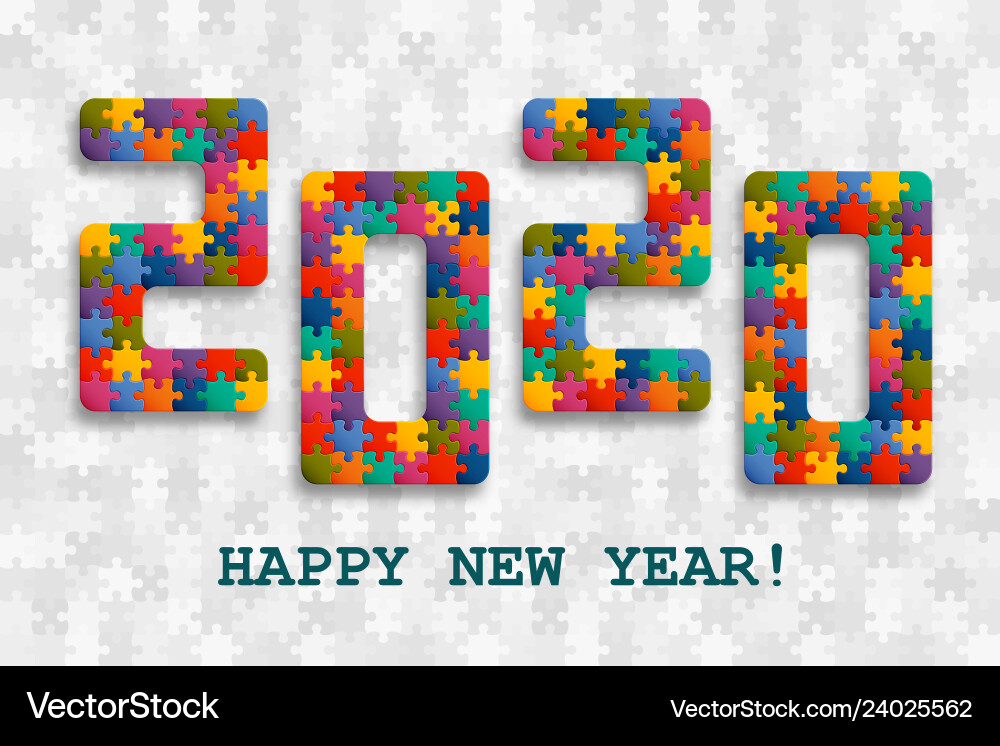 2020 jigsaw puzzle background with many colorful 2020 jigsaw puzzle background with many colorful Vector Image