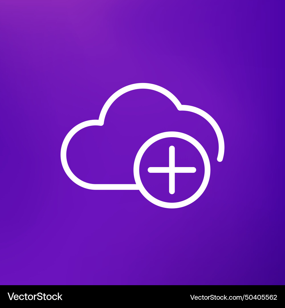 Add to cloud line icon for web Vector Image