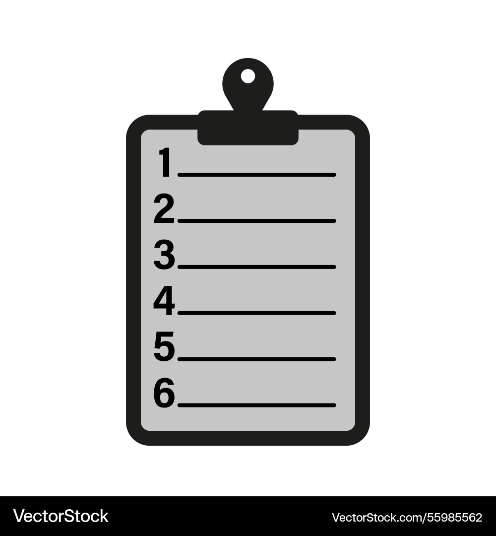 Clipboard list icon numbered item display black vector image
