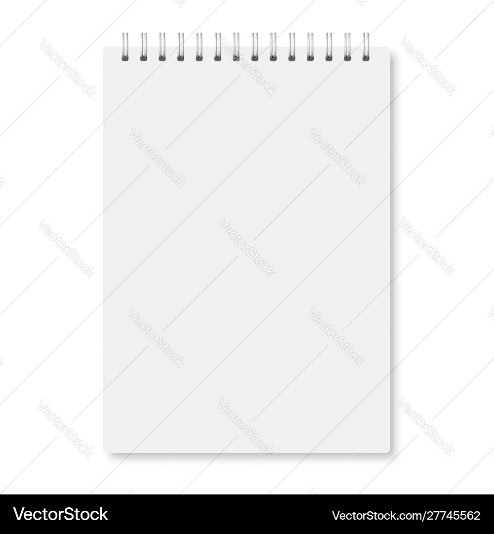 Closed White A5 Notebook with Shadows vector image