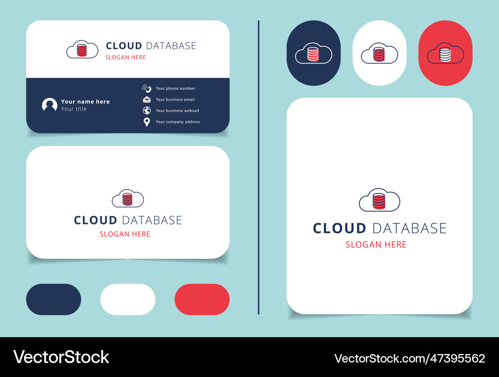 Cloud database logo design with editable slogan Vector Image