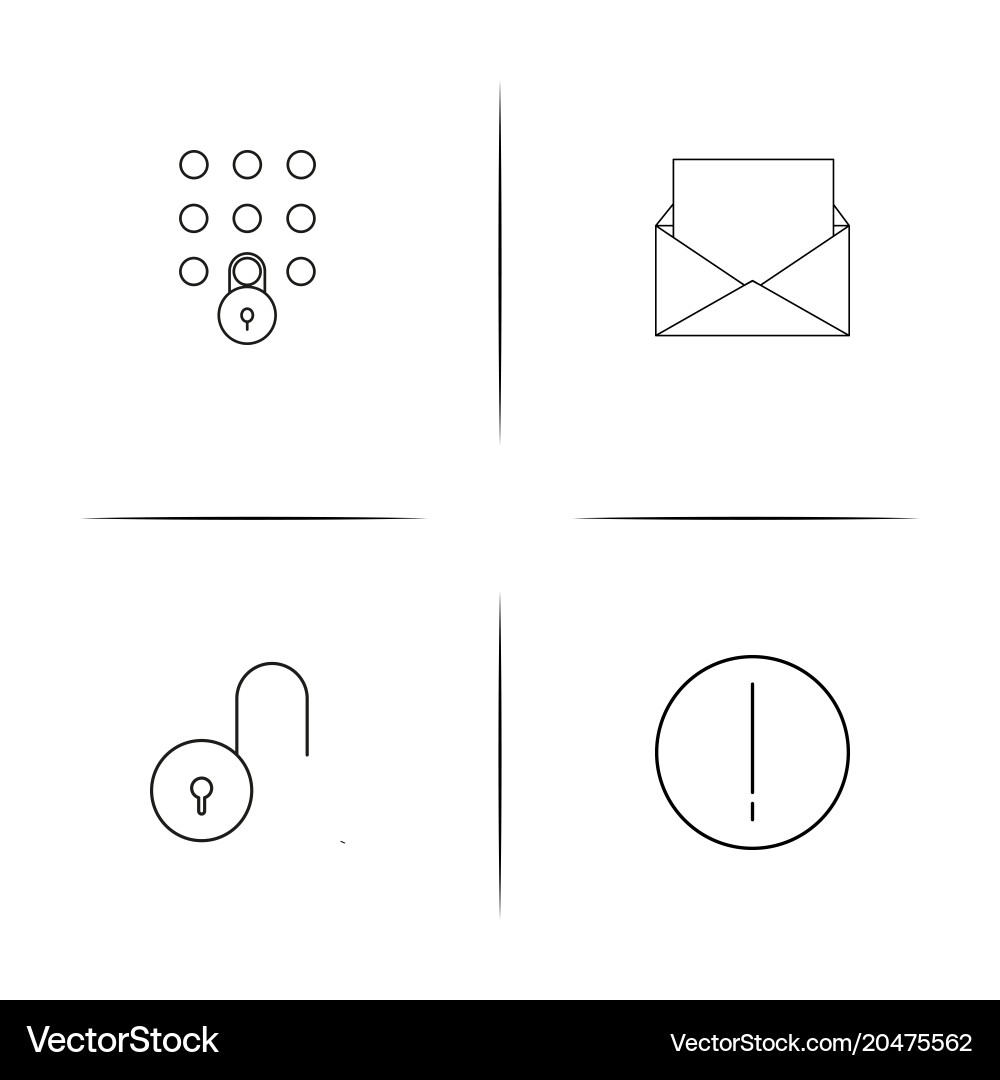 Cyber security simple linear icons set outlined Vector Image