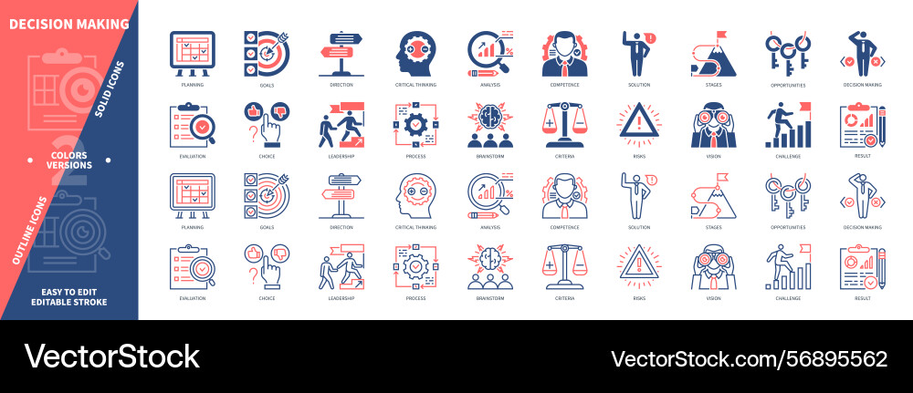 Decision making solid outline set Vector Image