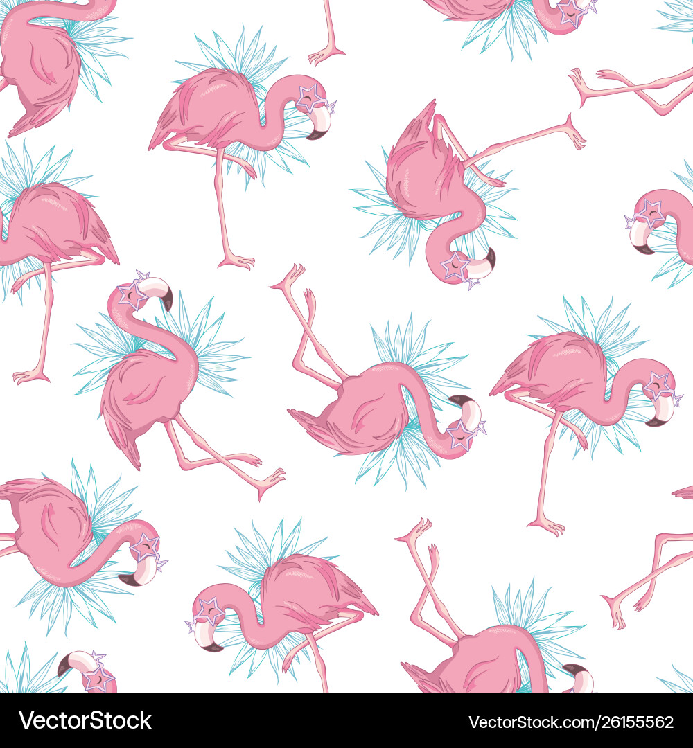 Flamingo Seamless Pattern Vector Image