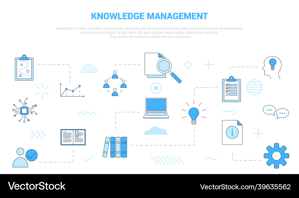 Knowledge management concept with icon set Vector Image