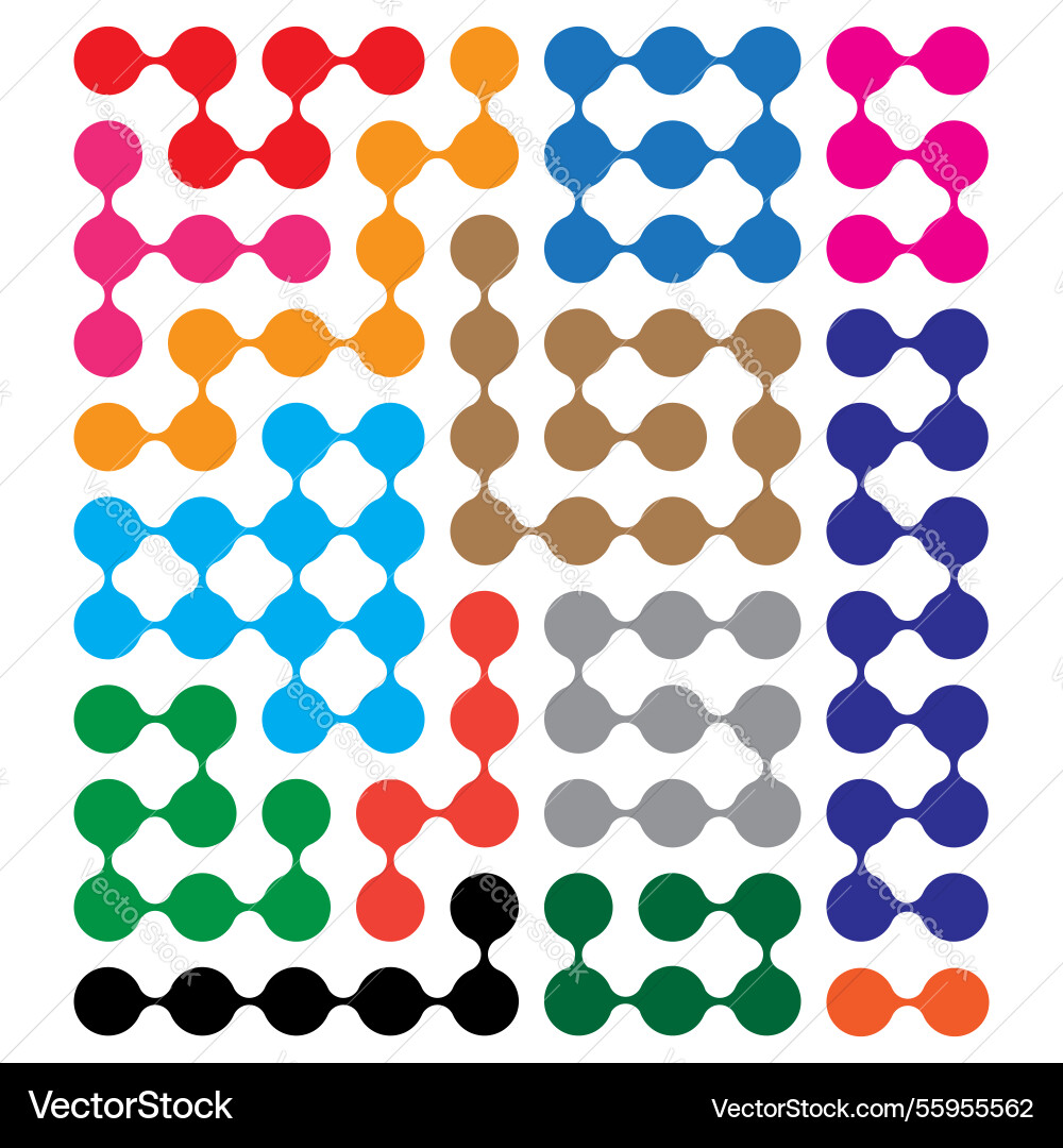 Metaball connect dot set molecule chain circle Metaball connect dot set molecule chain circle vector image