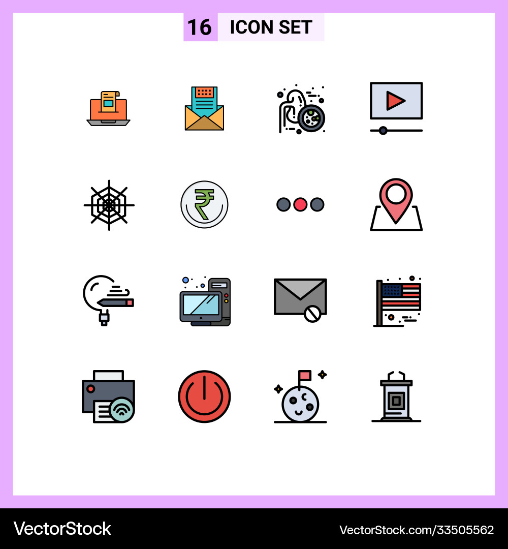 Mobile interface flat color filled line set 16 Vector Image
