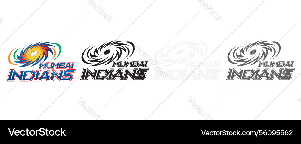 Mumbai Indians Ipl Official Logo Bundle Set Vector Image