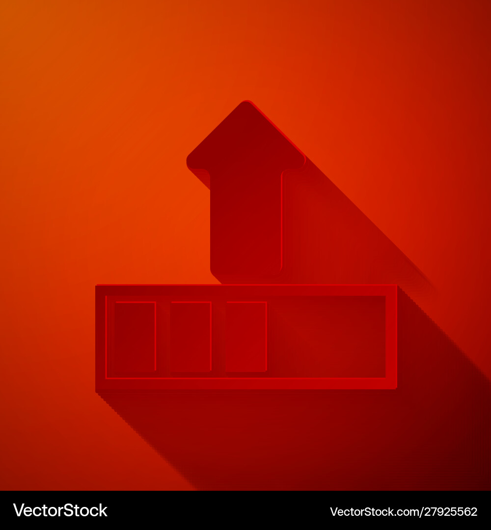 Paper cut loading icon isolated on red background Vector Image
