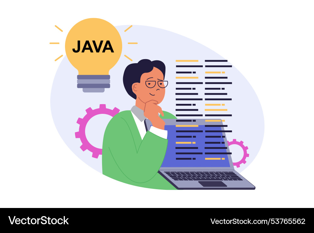 Programming concept in modern flat design for web Vector Image