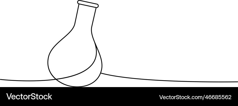 Round bottom flask one line continuous drawing Round bottom flask one line continuous drawing Vector Image