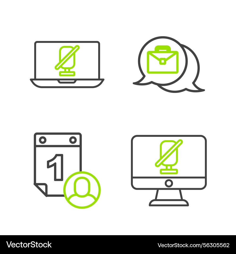 Set line mute microphone on computer time Set line mute microphone on computer time vector image
