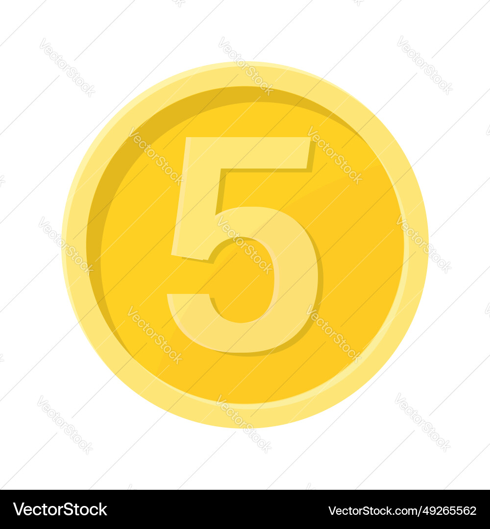 Simple of coin with number five concept Vector Image