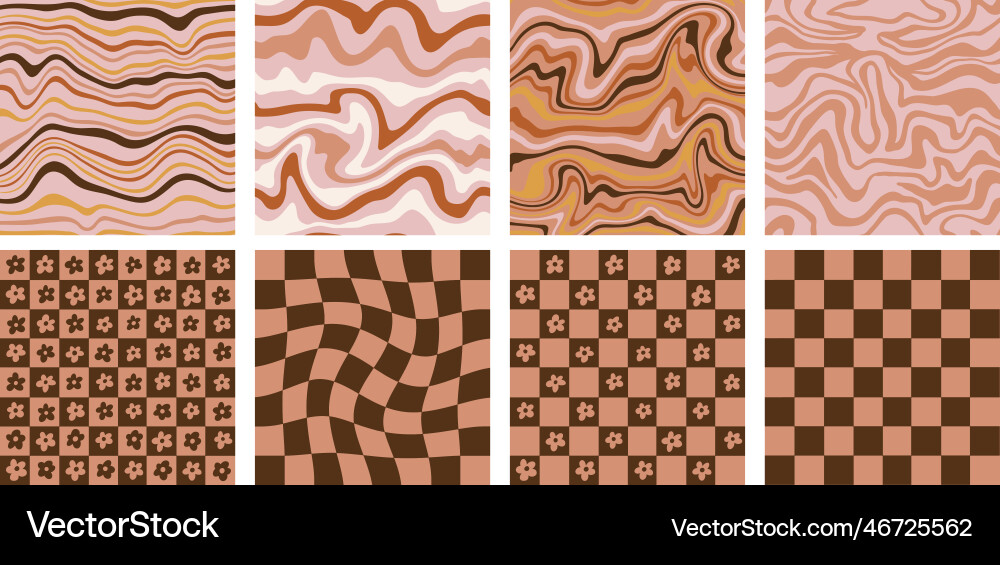 Trippy and wavy swirl pattern set pastel colors Vector Image