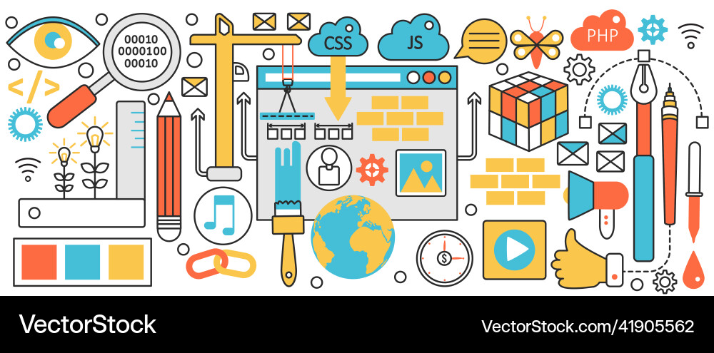 Web site building technology technical process vector image
