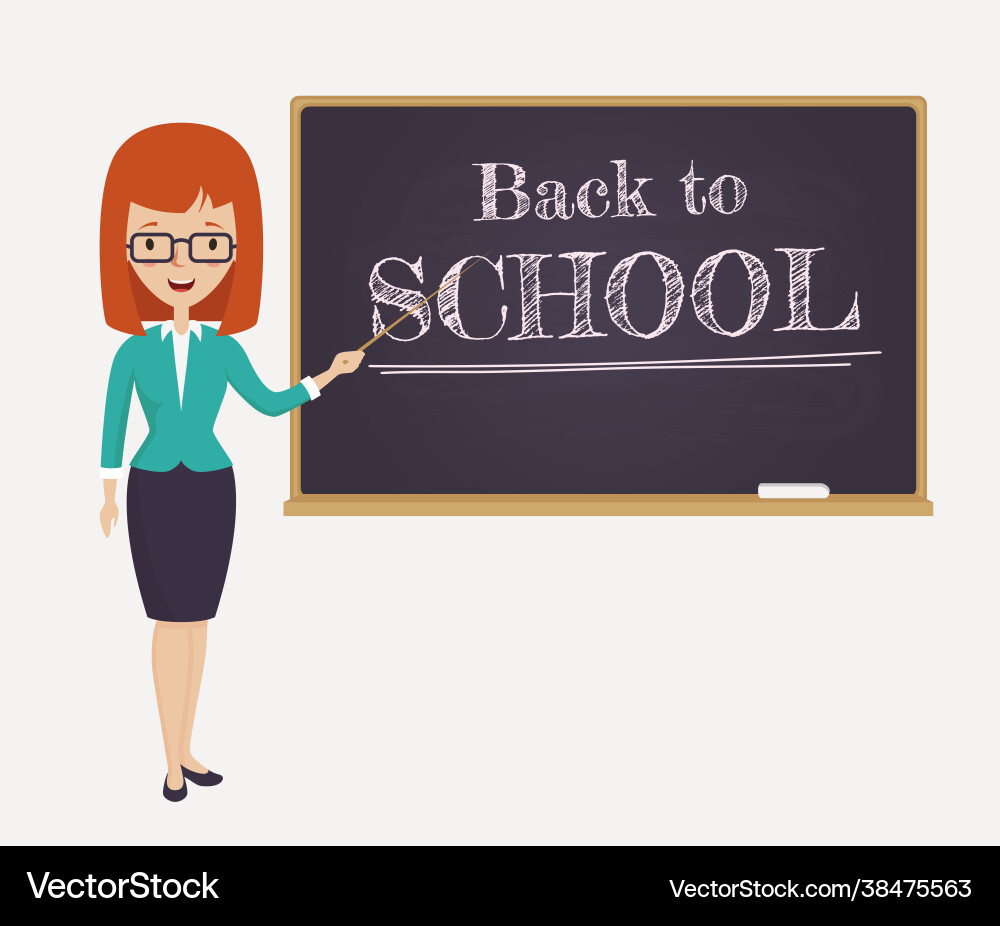 Back to school card with young teacher vector image