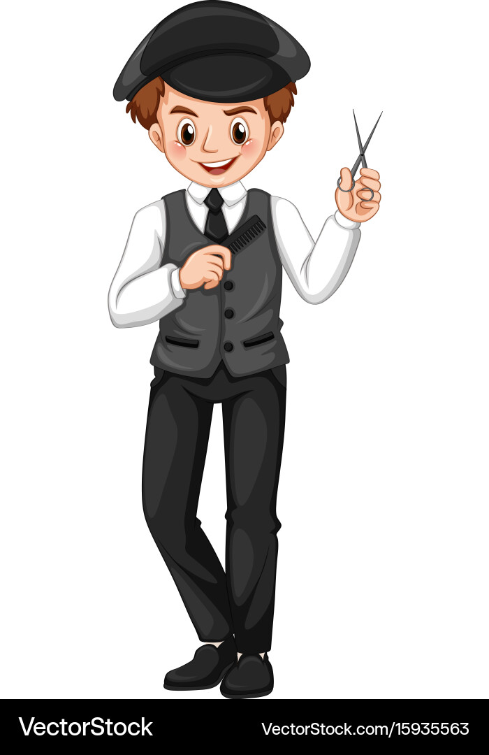 Barber with comb and scissors in hands Vector Image