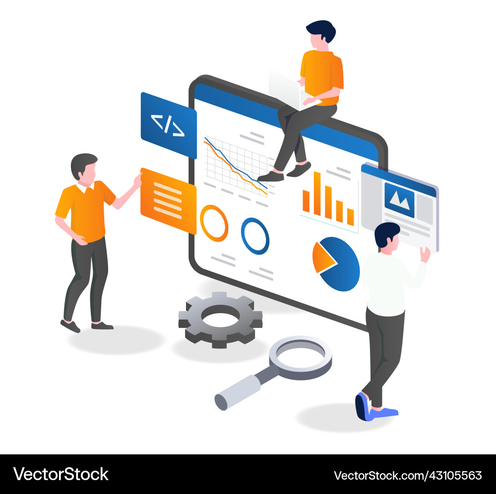 Data Analysis Team - Web Development Vector Image