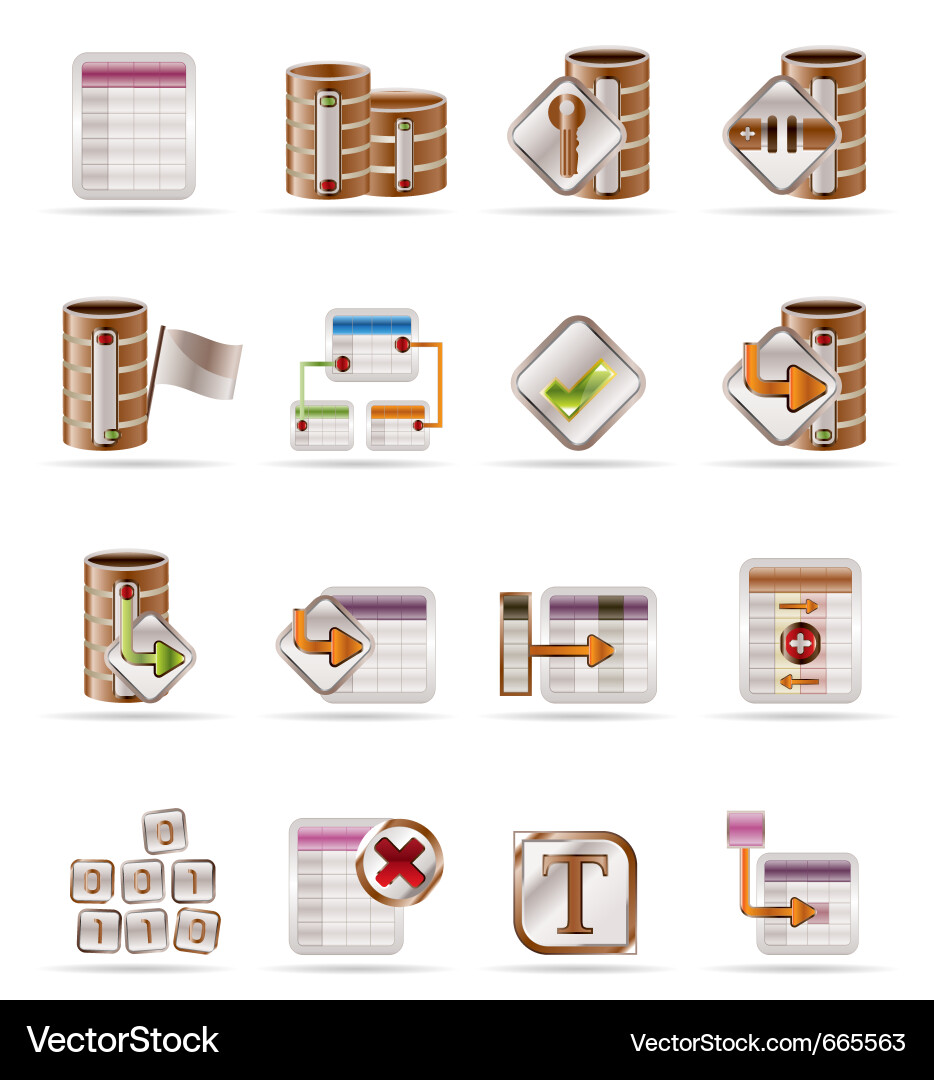 Database Icon Set Vector Image