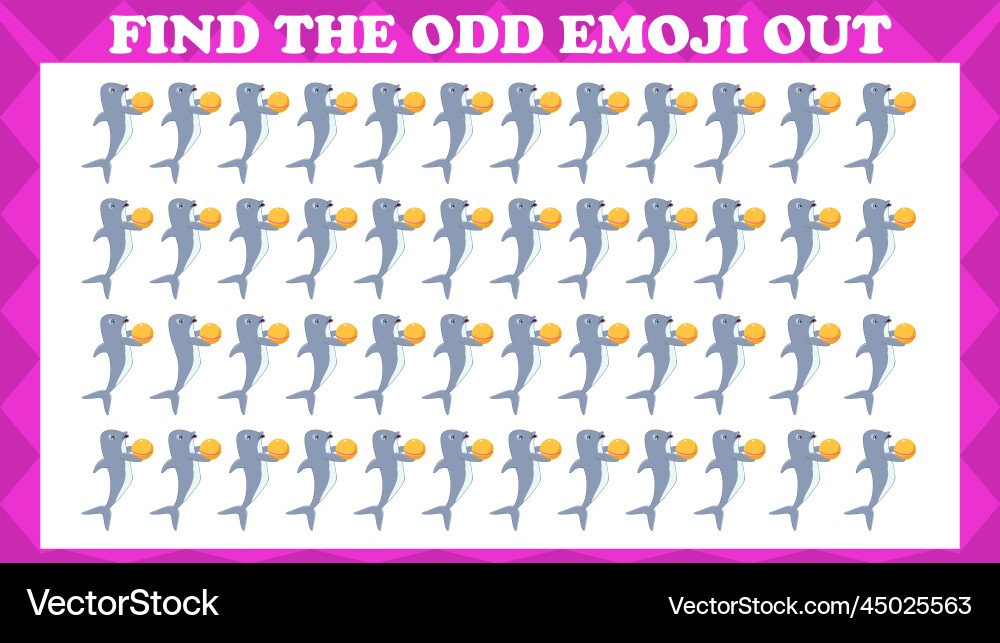 Find the odd emoji out visual logic puzzle game Find the odd emoji out visual logic puzzle game Vector Image